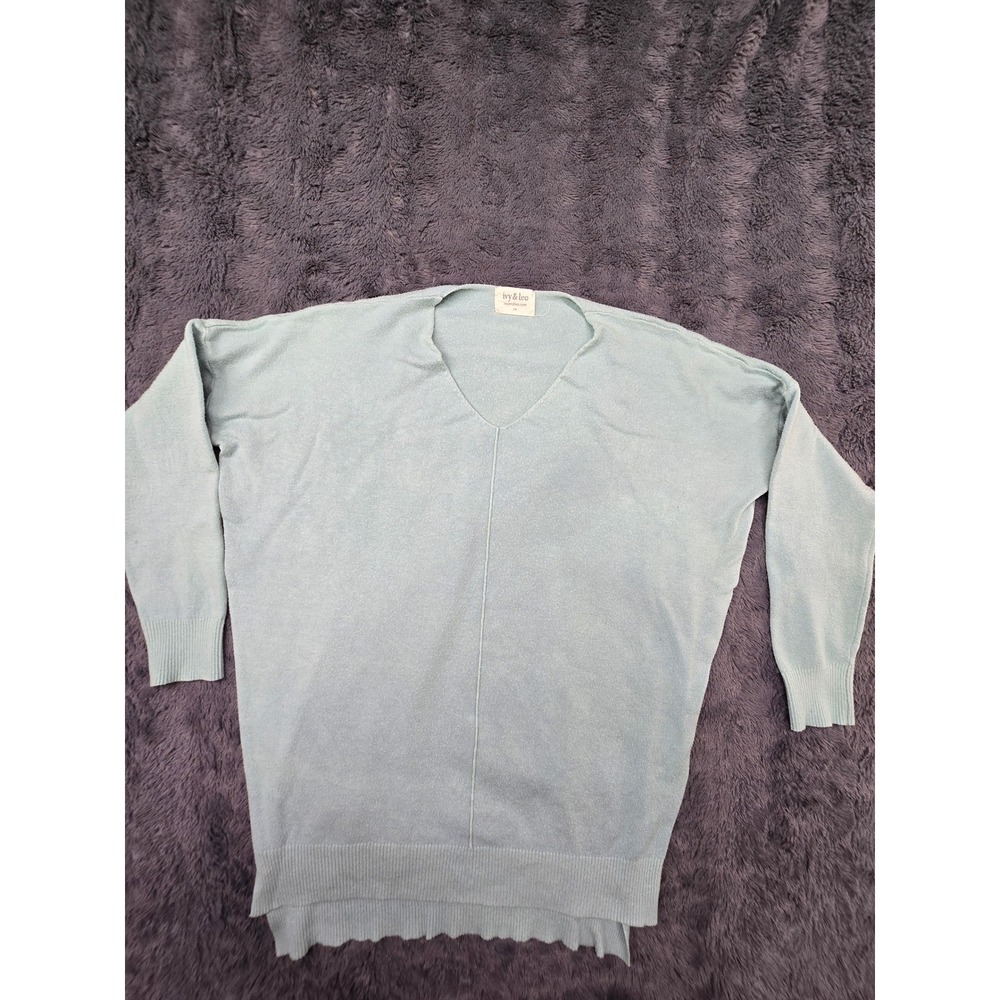 Ivy & Leo Womens Mint Green V-Neck Oversized Sweater T1938 SM